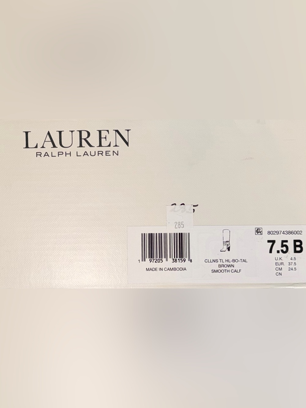 NWT Lauren Ralph Lauren Collins Calfskin Tall Boot Heel Lauren Brown, Size 7.5 - Picture 11 of 12
